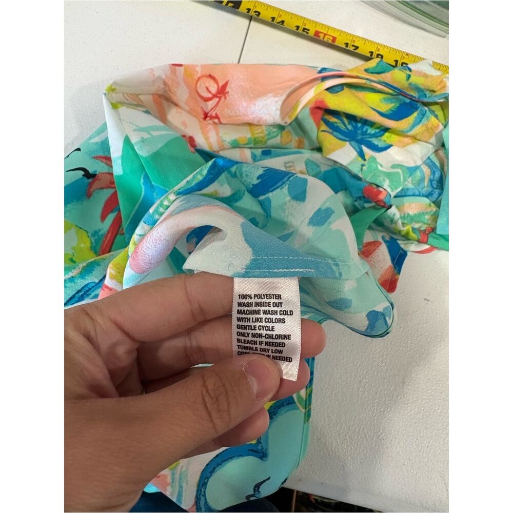 crown & ivy Tropical Print Mini Dress in Turquoise, Red, Yellow - Picture 6 of 8
